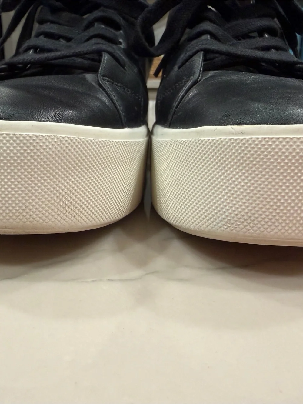 Vince Black Leather Sneakers with White Sole